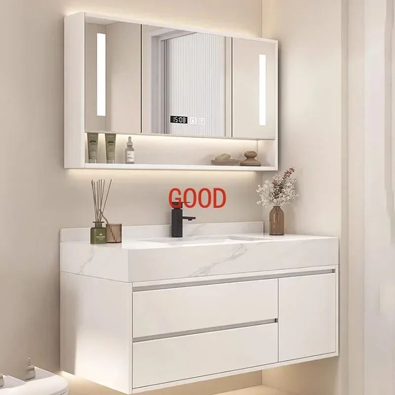 Light Luxury Rock Panel Bathroom Cabinet Hand Wash Basin Cabinet Combination Intelligent Bathroom Gabinete Home Furniture