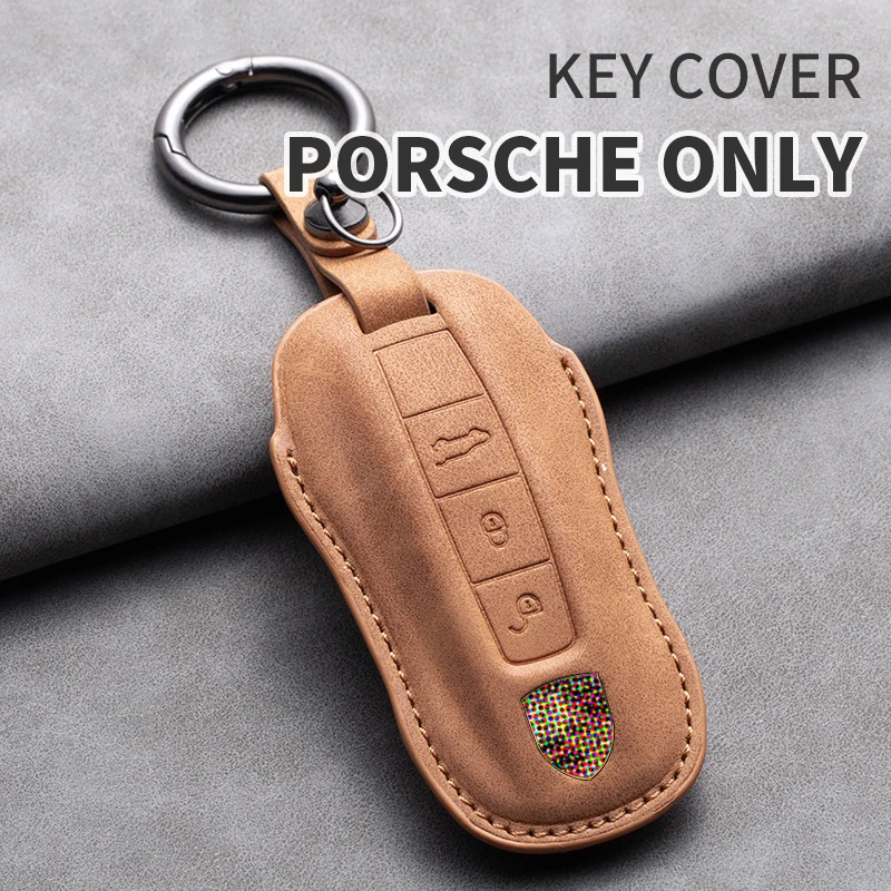 Wildleder Leder Auto Smart Key Case Anhänger Abdeckung Shell für Porsche Panamera Spyder Carrera Macan Boxster Cayman Cayenne 911 718 991