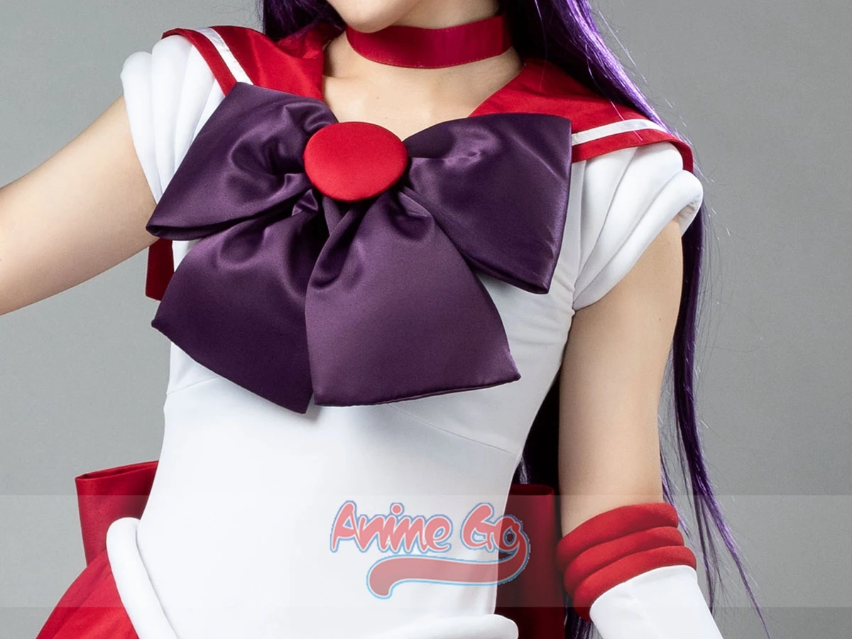 Anime Sailor Mars Hino Rei przebranie na karnawał rękawiczki kokardki czerwony garnitur peruka mp000570