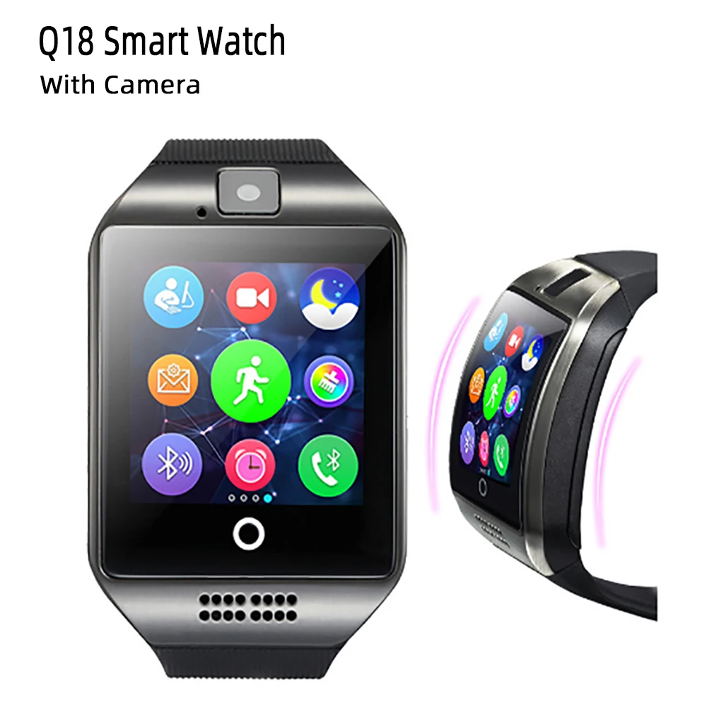 Q18 Smart Watch Full Touch Screen High-Definition Bluetooth Fitness Tracker Waterproof Metal Frame Sim TF Card Only for Android