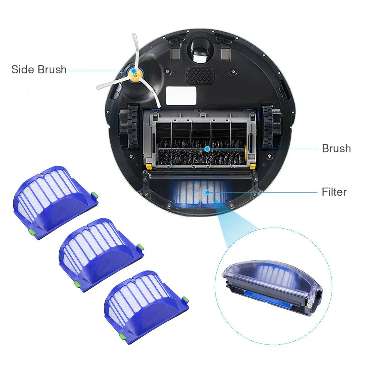 

Replacement Part Kit For 680 670 600 Series Vacuum Filter Bristle Flexible Beate Brush Screws Flat And Round Brush Cleaning Tool