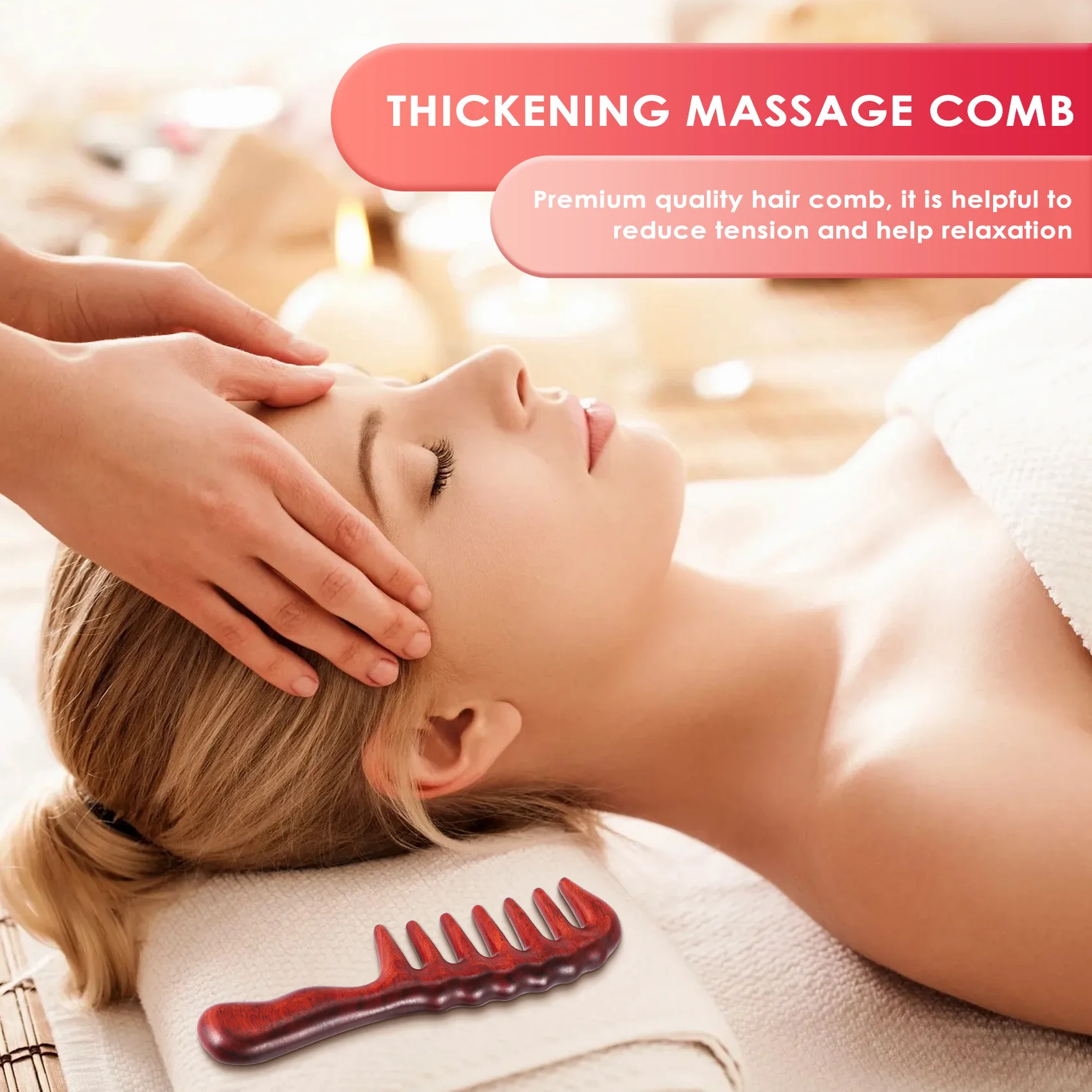 Haarkamm zum Entwirren-breiter Zahnholzkamm für lockiges Haar-kein statischer natürlicher Holz sandelholz kamm