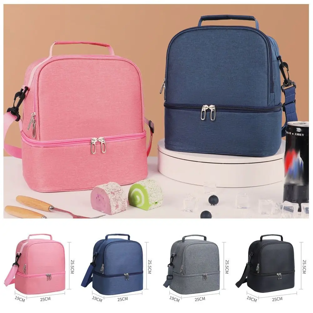 Ox Cloth Insulated Lunch Bag Solid Color Food Hand Bags Tote Square Bag Breast Milk Insulation Package Food Warm Thermal Bag