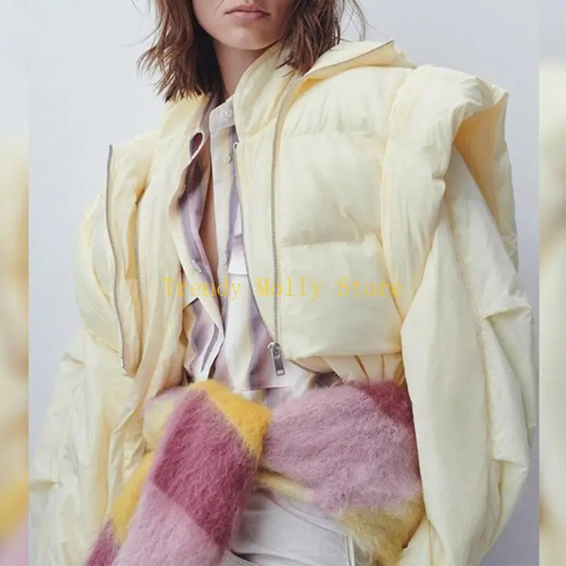 N5KB Frauen ärmelloses Kapuzenpuffer für Jacke gesteppte Reißverschluss-up-Schnürholzblase