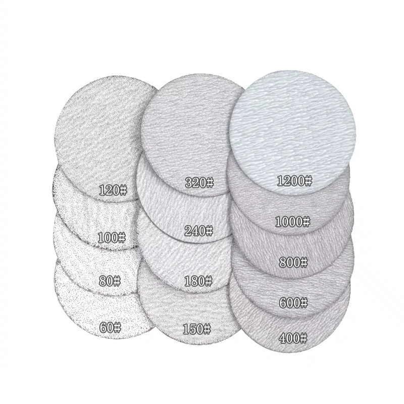 1~7 Inch 25~175mm Sandpaper Discs Hook & Loop White Dry Grinding Abrasive Sandpaper 60 to 1000 Grit for Wood Metal Sanding