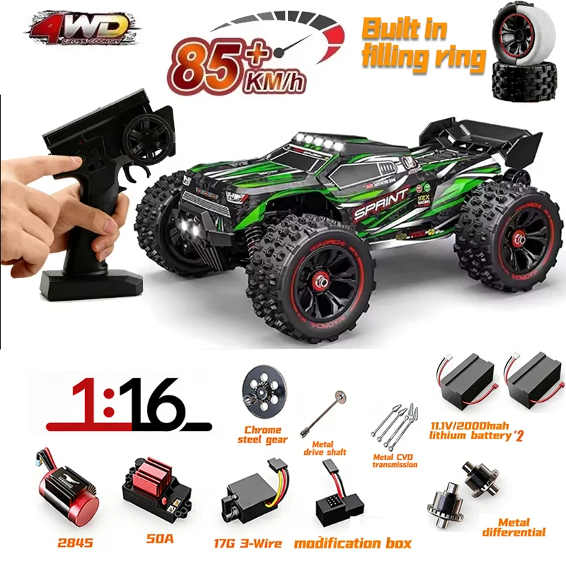 MJX Hyper TS 9522 pro RC auto borstelloze 4WD hoge snelheid 85km/u op afstand bestuurbare off-road truck met grote wielen, makkelijk te besturen voertuig
