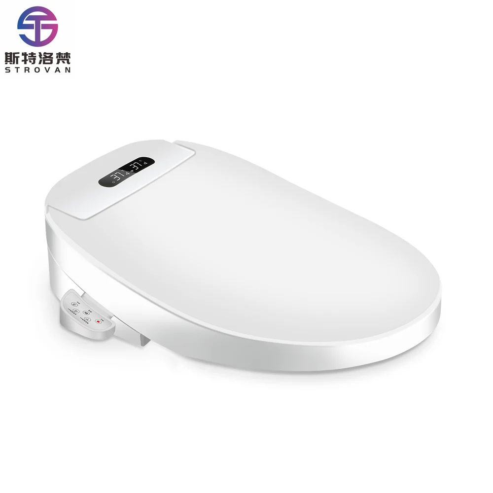 ZXHK 2024 Nuevo asiento de bidé inteligente eléctrico popular para inodoros alargados, asiento de inodoro de bidé inteligente de aire caliente