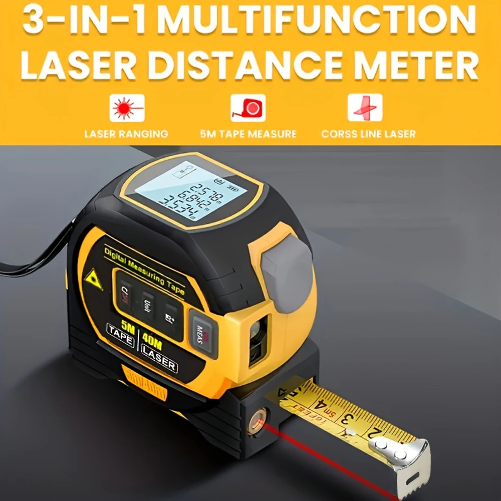 

3in1 range finder, laser range ruler with LCD backlight display,building measurement equipment Battery powered(excluding battery