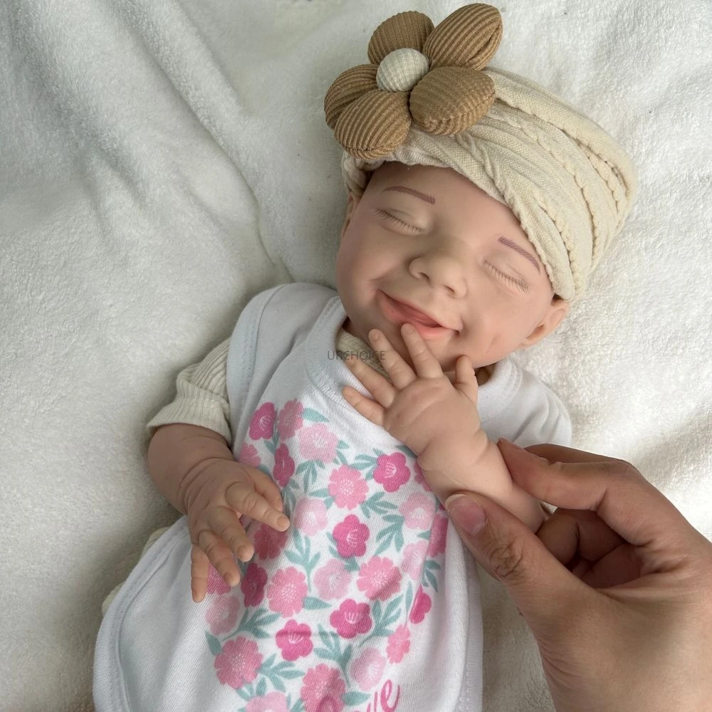 Anxiety Relief 18Inch Silicone Reborn Baby Girl April Soft Washable Doll with Realistic Weight 3D Skin for Elderly Joy Accompany