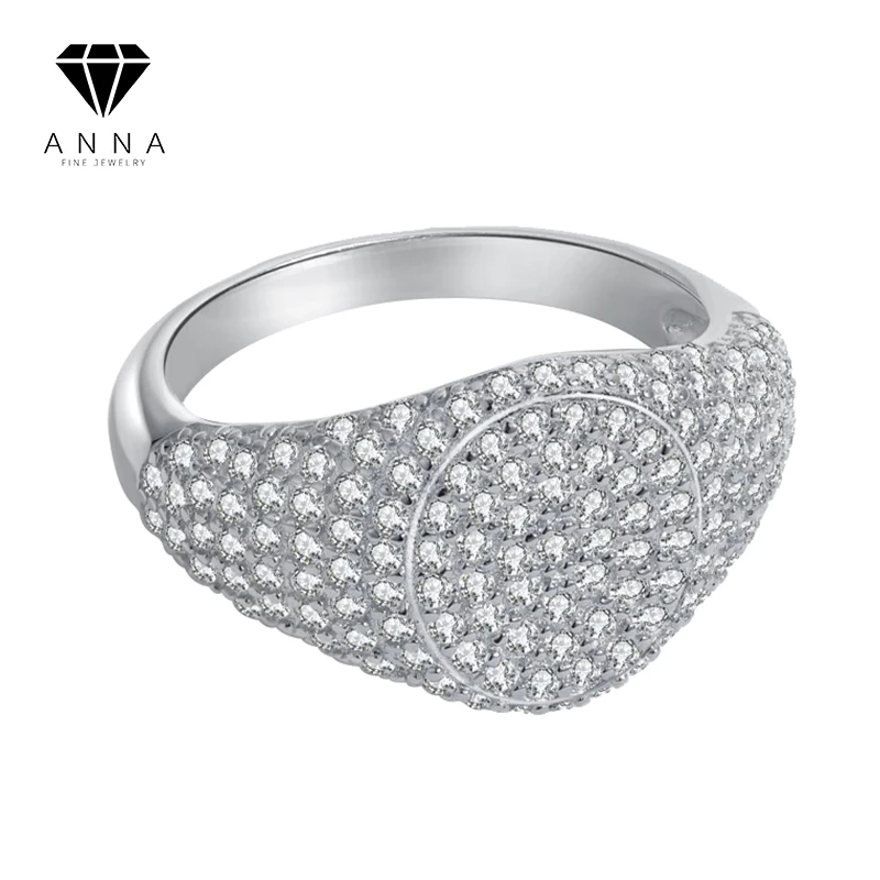 

New Trendy S925 Sterling Silver Platinum Plated High Carbon Diamond Ring Fashion Personality Full Of Diamonds For Women Men 2023