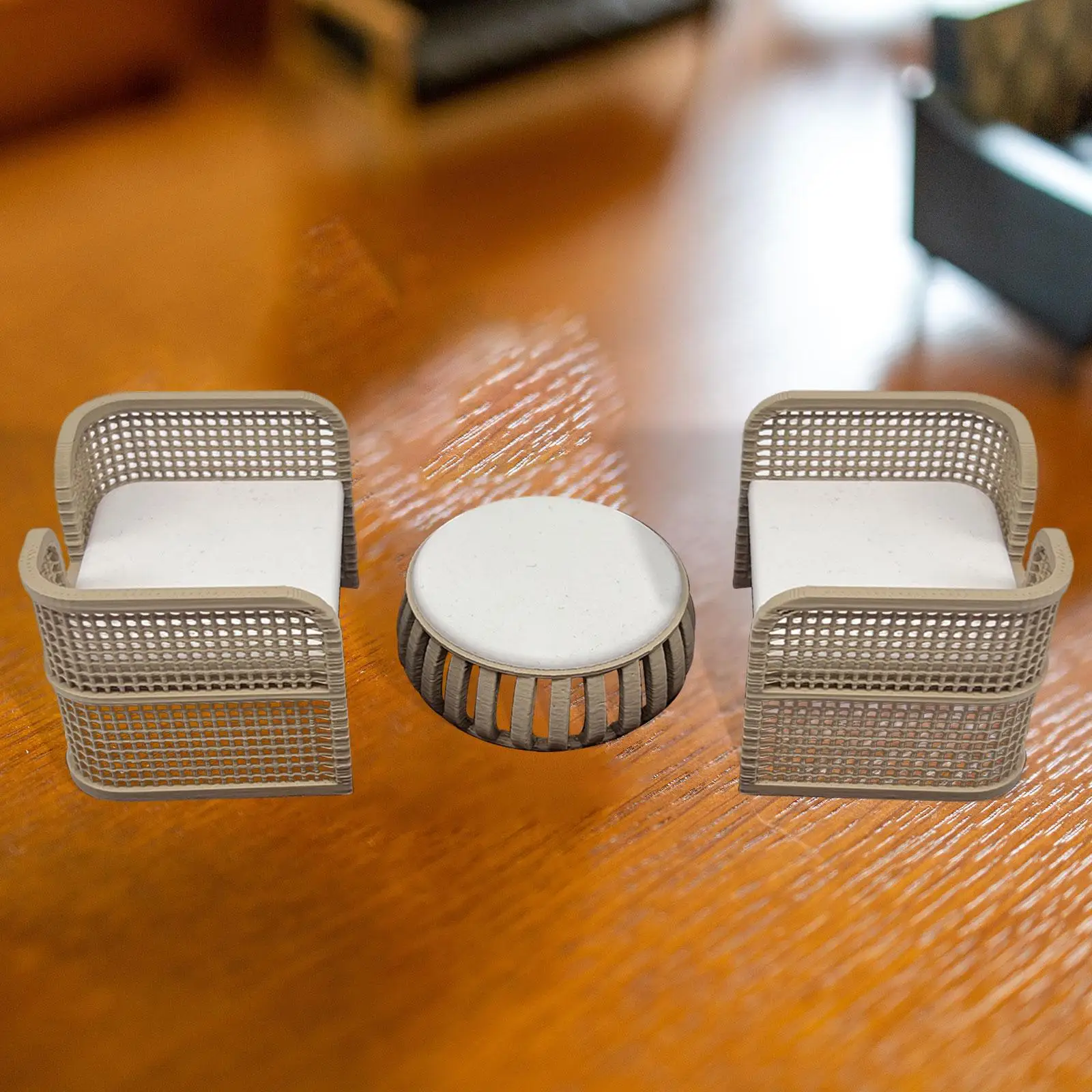 

Dollhouse Table and Chairs Set Dollhouse Decoration Accessories Cute Rustic Ornaments Dollhosue Furniture for Micro Landscape