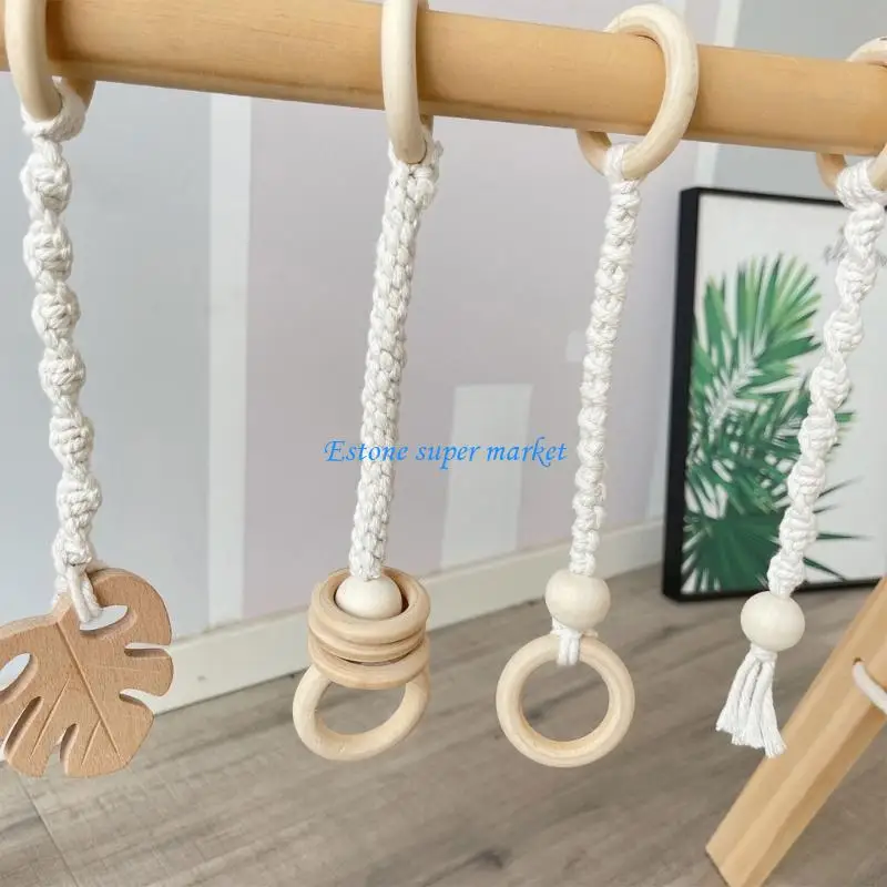 090b hölzerne hängende Spielzeug Baby -Fitnessstudio -Aktivität Anhänger Spielzeug Kleinkind Sensorisches Spielzeug 4pcs Set