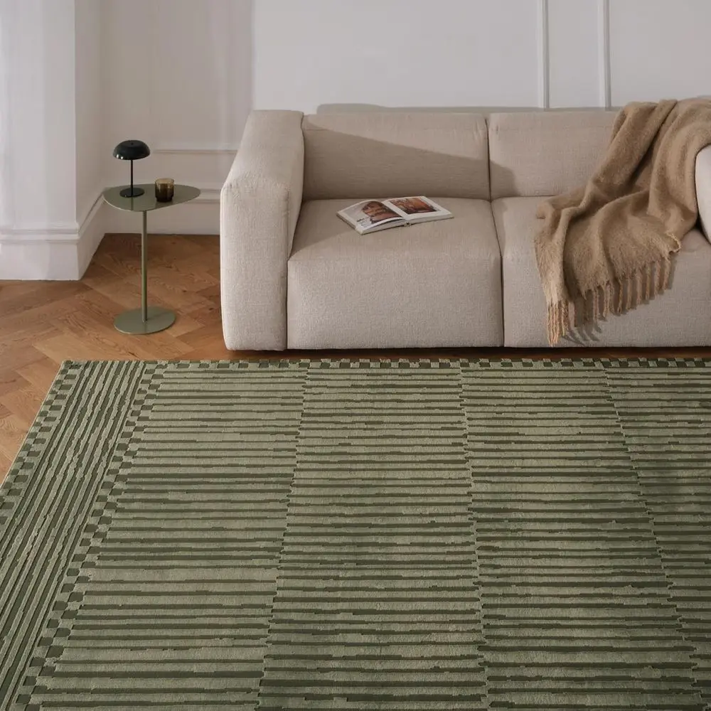 

Washable 7'10x10' Area Rug for Living Room and Bedroom - 100% Recycled, Oeko-TEX Certified, Medium Pile, Green