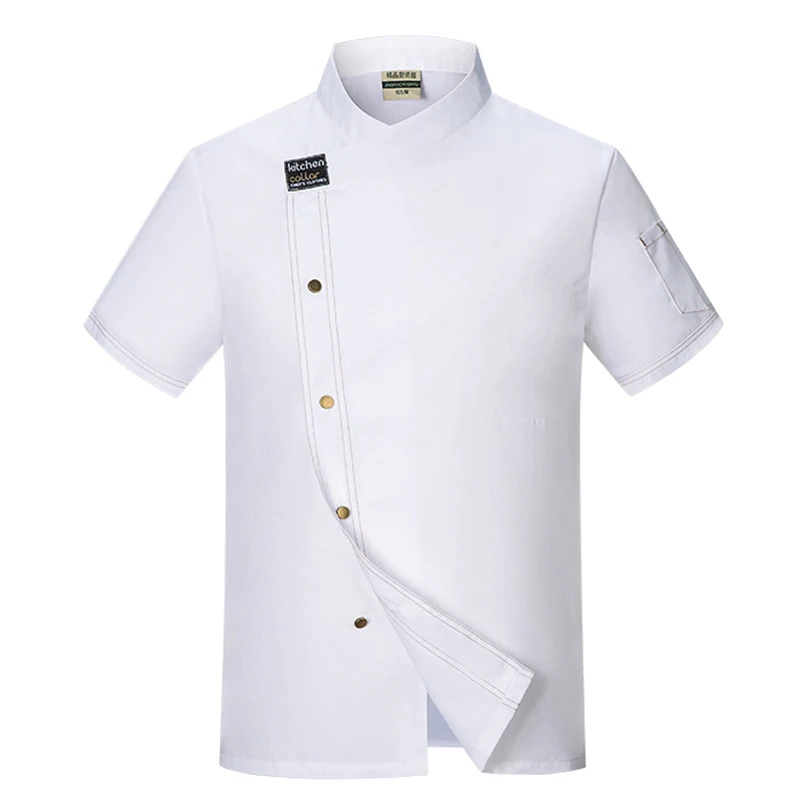 Chaqueta de Chef de manga corta para hombre, camisas de cocinero Unisex, uniforme de camarero de panadería y restaurante