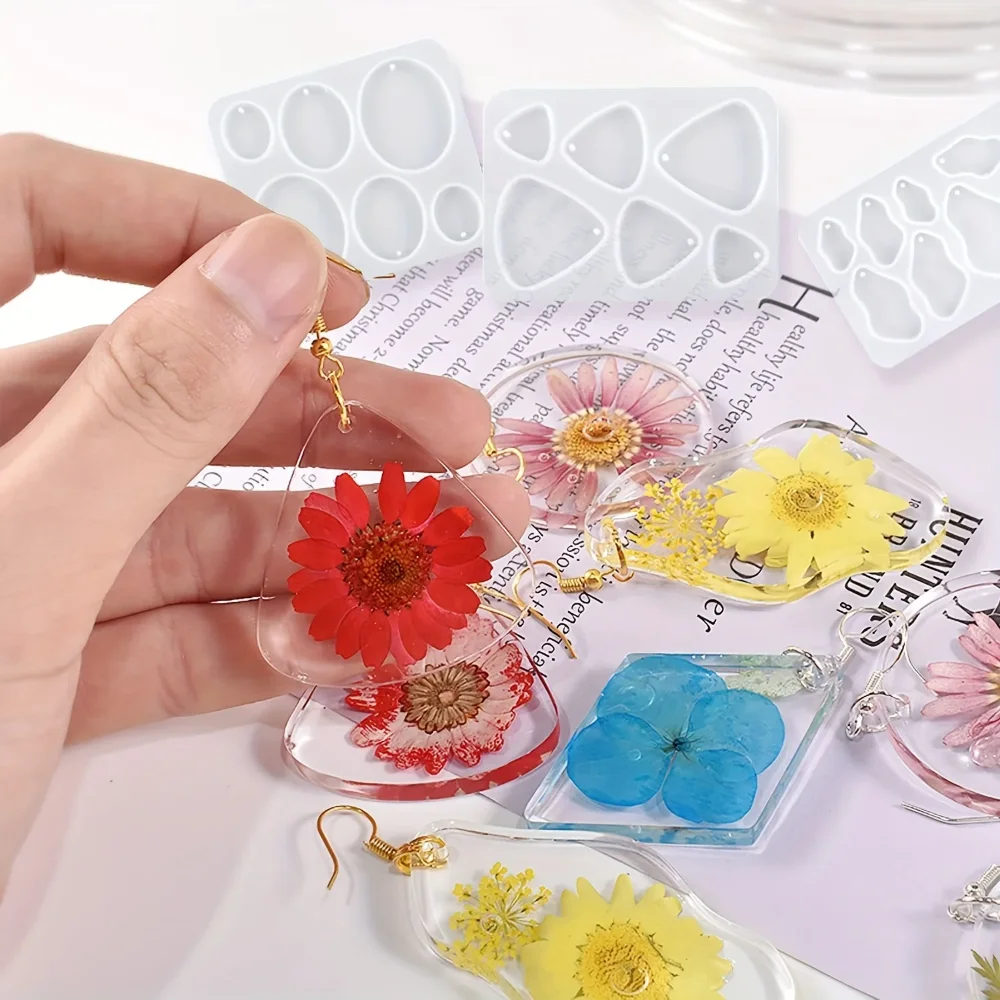 

11Pcs DIY Jewelry Earrings Drop Glue Mold, Epoxy Resin DIY Jewelry Resin Casting Mold, Earrings Making Process Supplies
