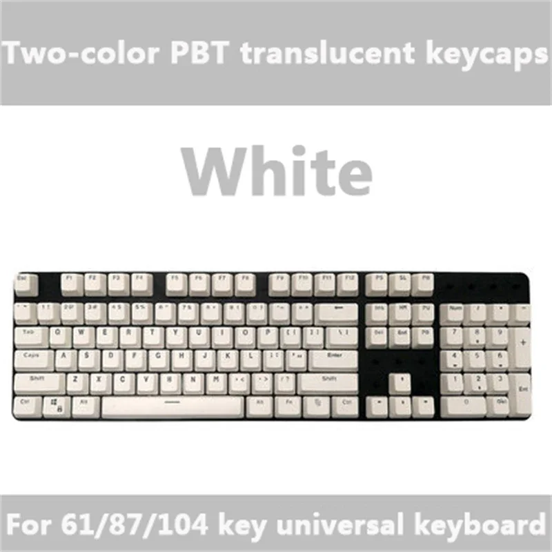 104 مفاتيح لتقوم بها بنفسك PBT لوحة المفاتيح الميكانيكية Keycap شفافة أغطية المفاتيح لونين حقن صب OEM للوحة المفاتيح الرئيسية 61/87/104