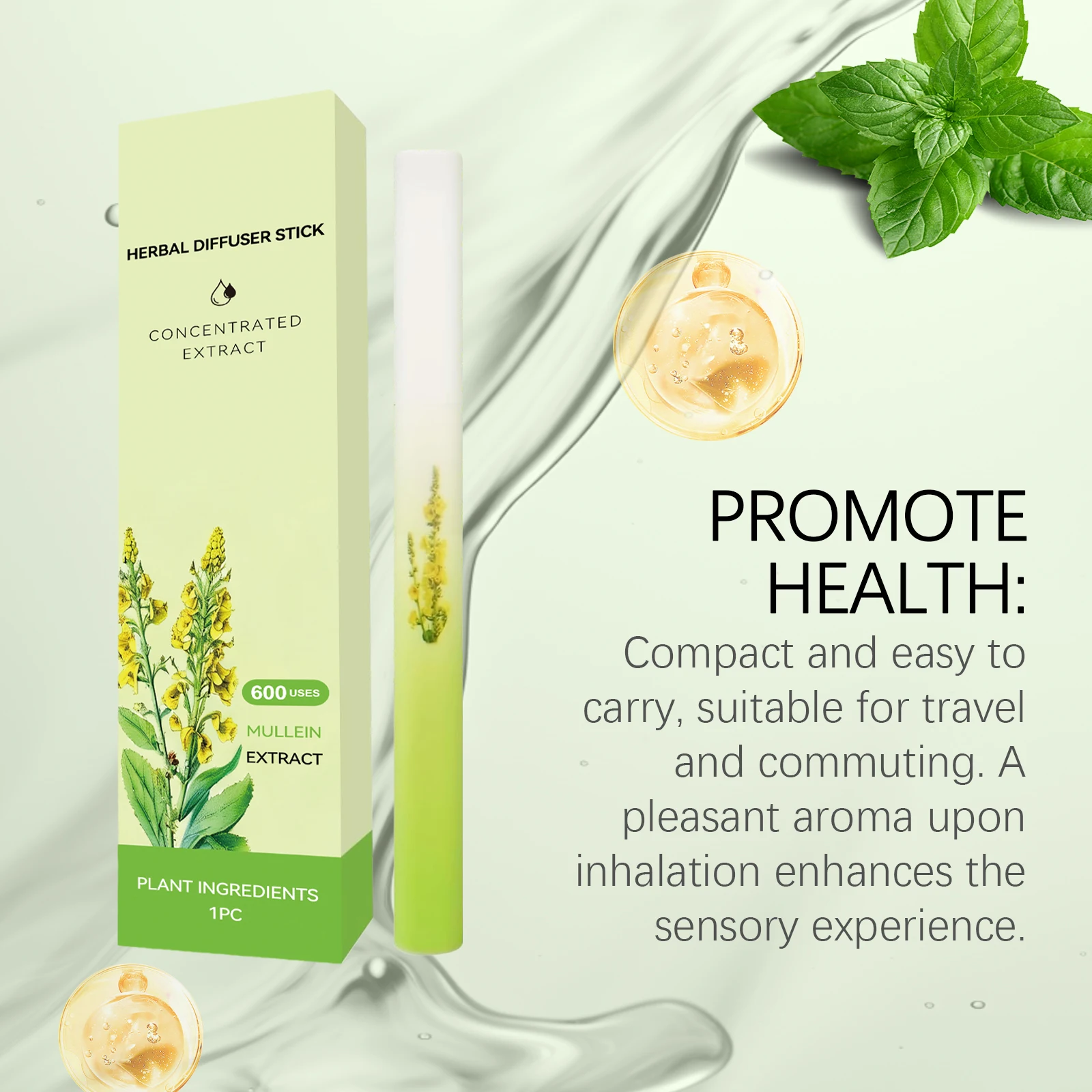 Mullein Herbal Diffuser Pen Breath Lung Natural Stick Improve Breathing Fresh Soothing Diffuser Cleanses the Nasal Cavity Lung view 5