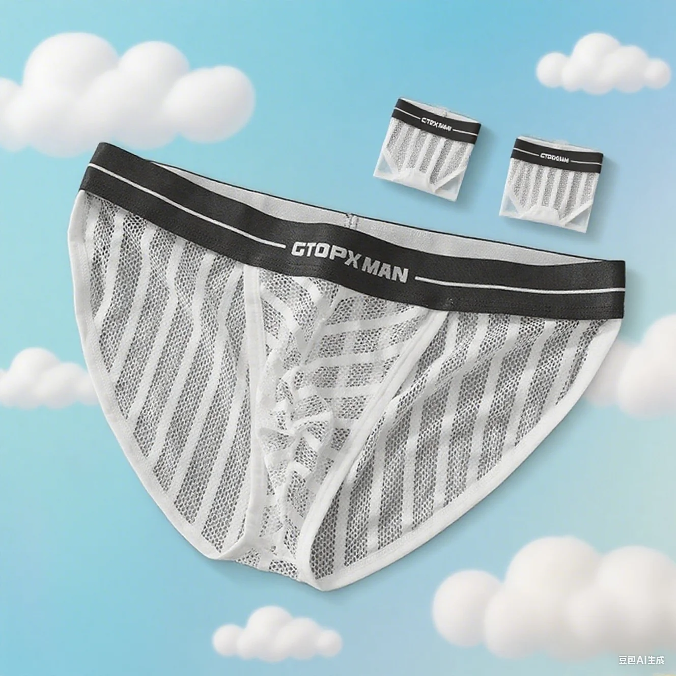 

1pc Men's Fashion Striped Underwear See Through Mesh Bulge Pouch Briefs Breathable Low Rise Underpants For Man