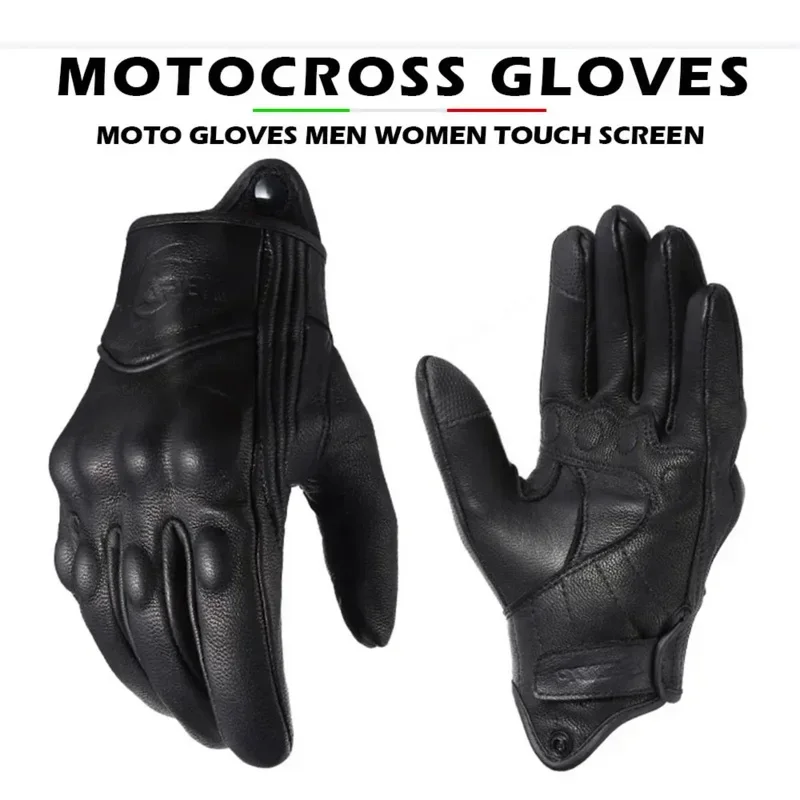 Outdoor Riding Racing Motorcycle Gloves Motorbike Protective Gear Knuckle Protector Tactical Gloves Leather Touch Screen Men