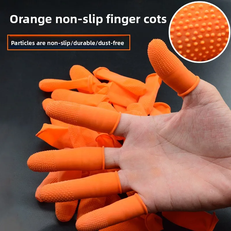 

100pcs/set Organe Color Protective Fingertips for Worker Men Non-slip Silicone Rubber Finger Cots Workplace Safety Supplies