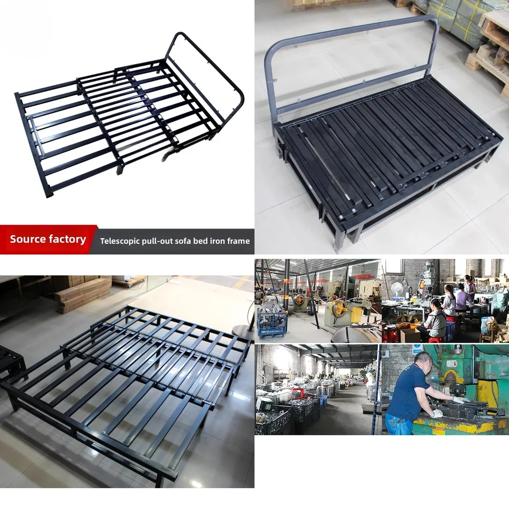 

2026 hot sell -dual-purpose folding sofa bed hardware three-section pulling and retractable folding sofa bed iron frame hidden b