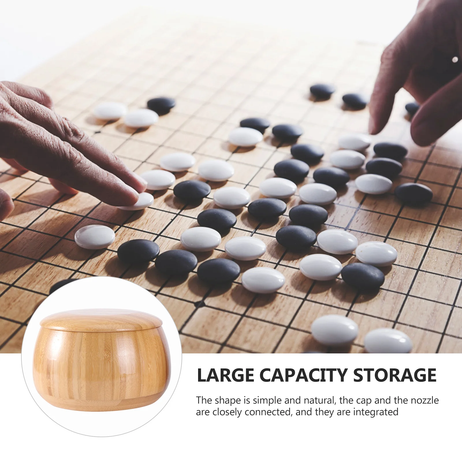 

2Pcs Go Chess Pieces Storage Box Wooden Container Handmade Polished Wood Jar for Candy Chess Stones Dry Fruit Storage