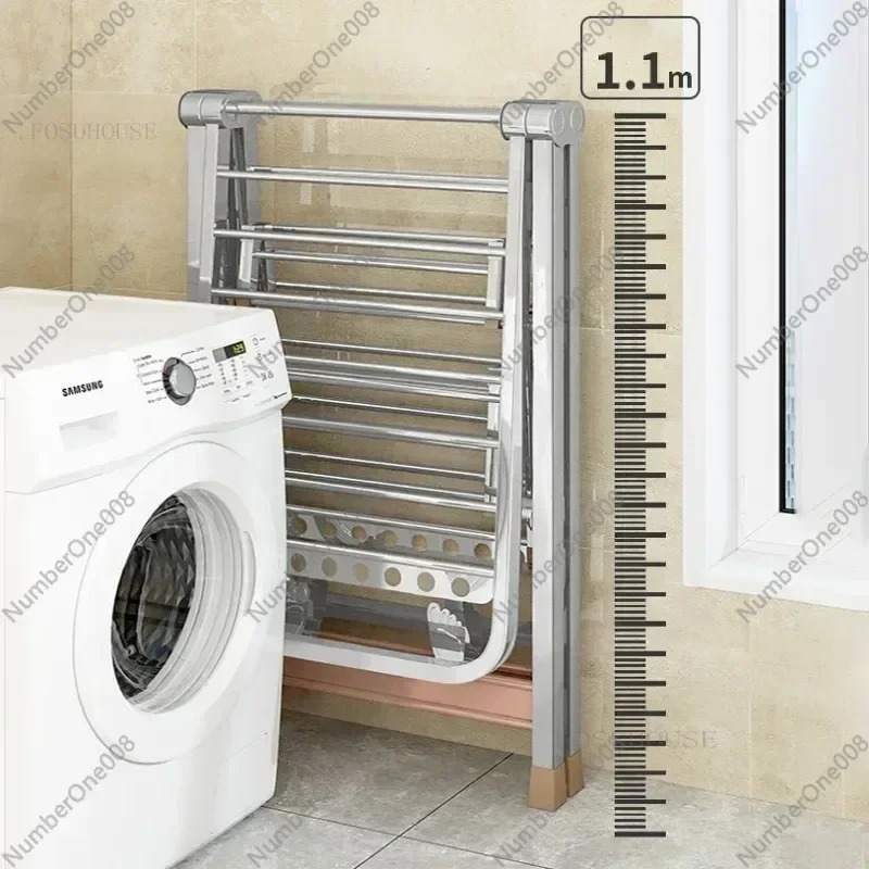 

Stainless Steel Clothes Drying Rack Household Clothes Drying Racks Floor-standing Folding Bedroom Balcony Clothes Rack E