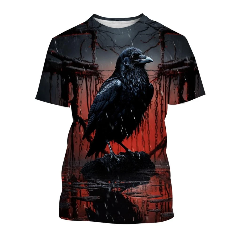 T Shirt for Men Raven 3D T-shirt Creative Animal Design Crow Print T Shirt Men Women Harajuku Casual Short Sleeve Streetwear Top