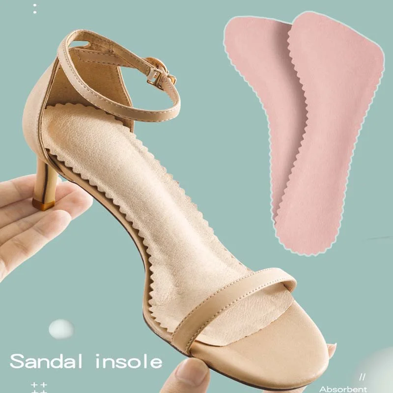 Women Insoles for Women Shock Absorber Foot Care Cushion Ladies Sandals Inserts Feet Sole Leather Sweat Absorption Shoe Pads