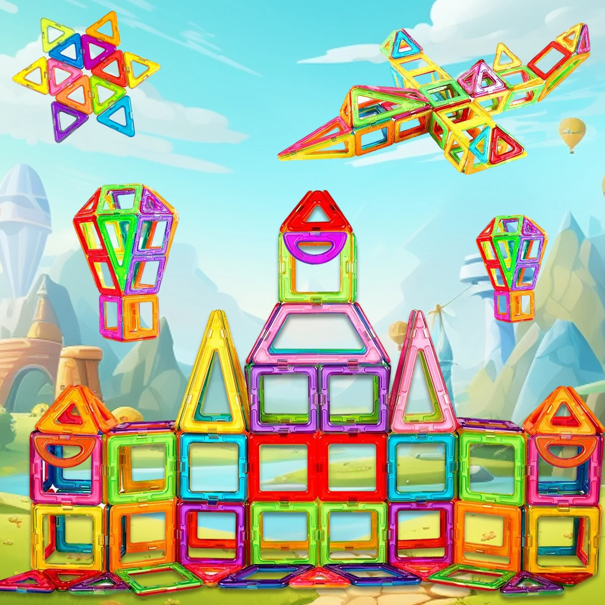 مجموعة مكعبات البناء المغناطيسية للأطفال ألعاب تعليمية جذعية ثلاثية الأبعاد لعمر 3 سنوات فما فوق للأطفال الأولاد والبنات هدايا عيد الميلاد