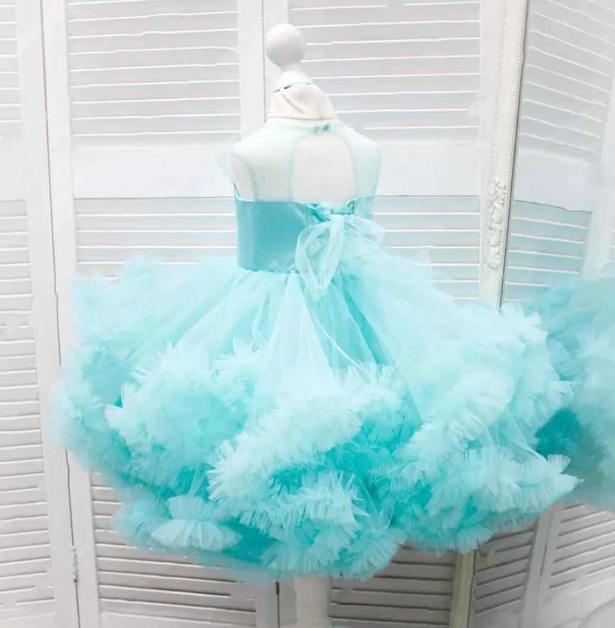 

Cloud Flower Girl Dresses For Weddings Vestidos daminha Kids Pageant Ball Gowns Feathers First Communion Dresses For Girls