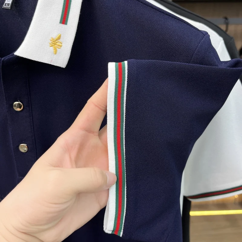 Luxusmarke Kurzarm Herren POLO Shirt Mode Boutique Bienenstickerei Design Neue Tops Sommer Freizeit Komfort Atmungsaktives T-Shirt – Detail 17