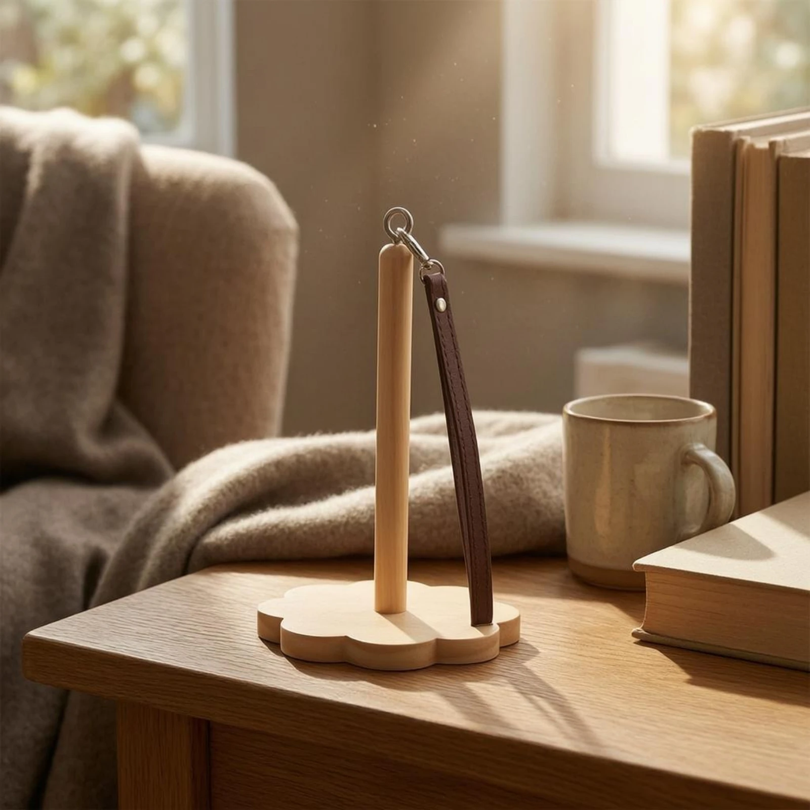 

Wooden Spool Holder Polished Portable Thread Holder Wooden Spool Stand Stable Craft Storage Open Design