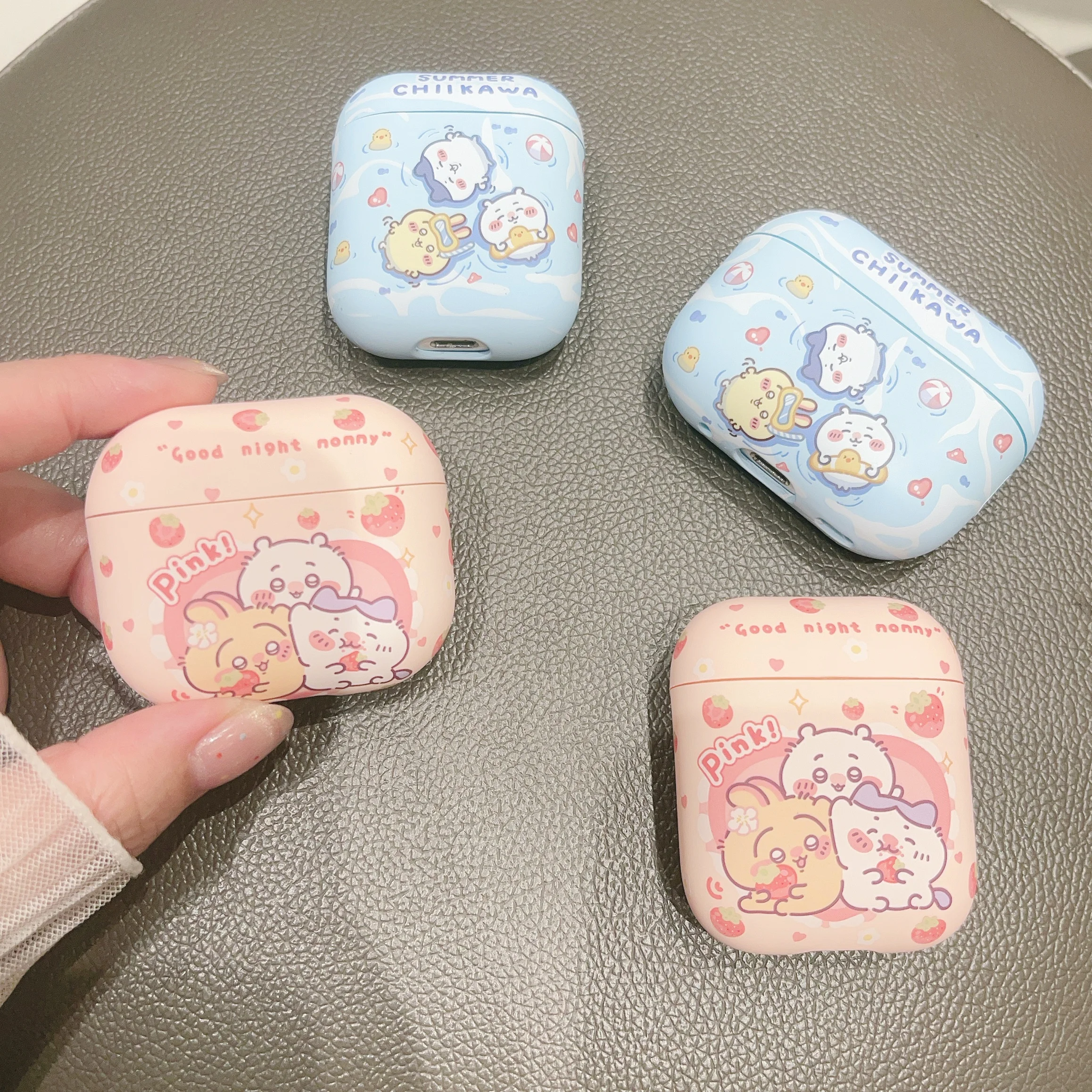 

Strawberry And Swimming Series Chiikawa Wireless Bluetooth Headphone Case for Airpods 4/3/2/1/Pro 2 Soft TPU Matte Protect Cover