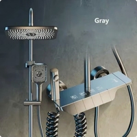 Rainfall Shower Head Set Piano Button Design Shower High Pressure Water Flow Multiple Water Spray Modes Shower Head for Bathroom