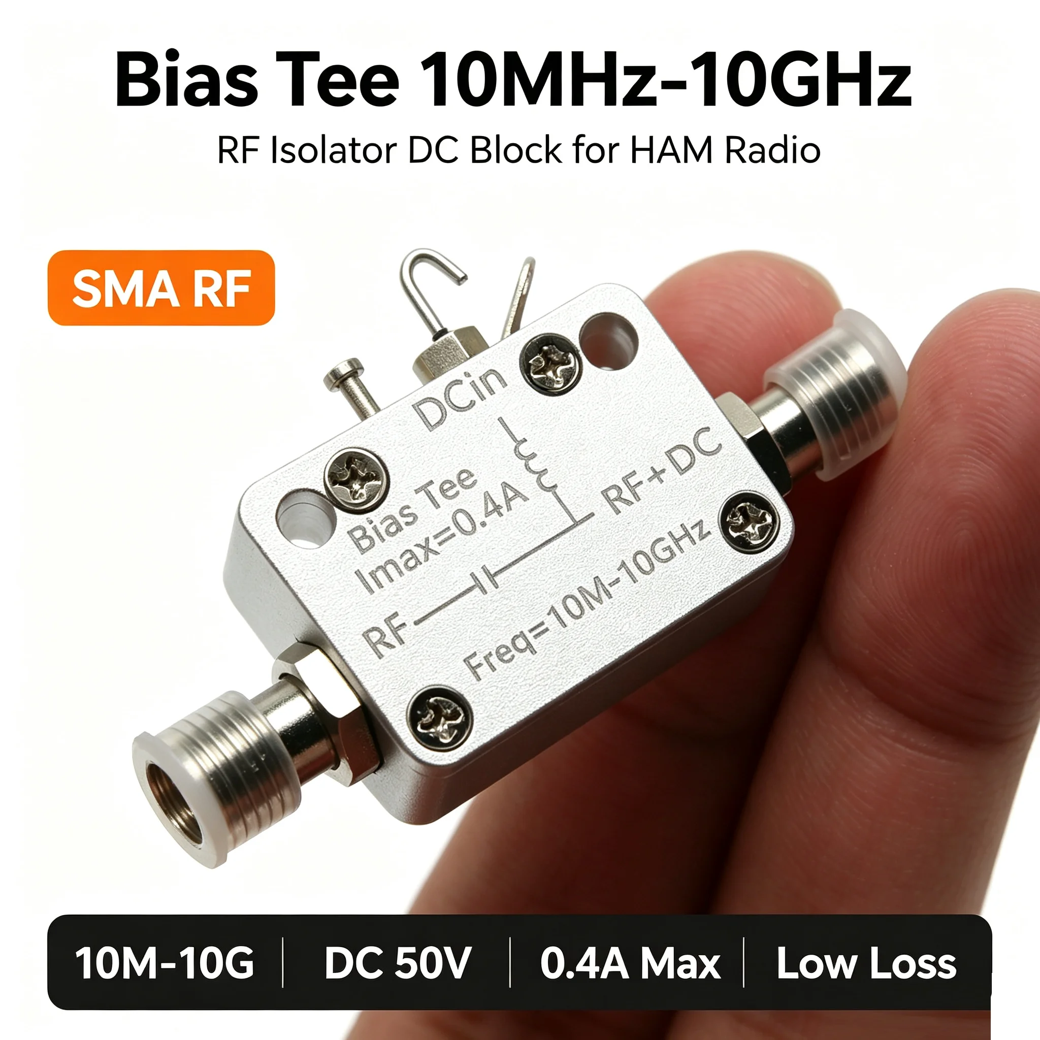 10MHz-10GHz Bias Tee DC Block RF Feed Biaser Coaxial BiasTee For HAM Radio Amplifier SDR Antenna Spectrum Analyzer Signal Source