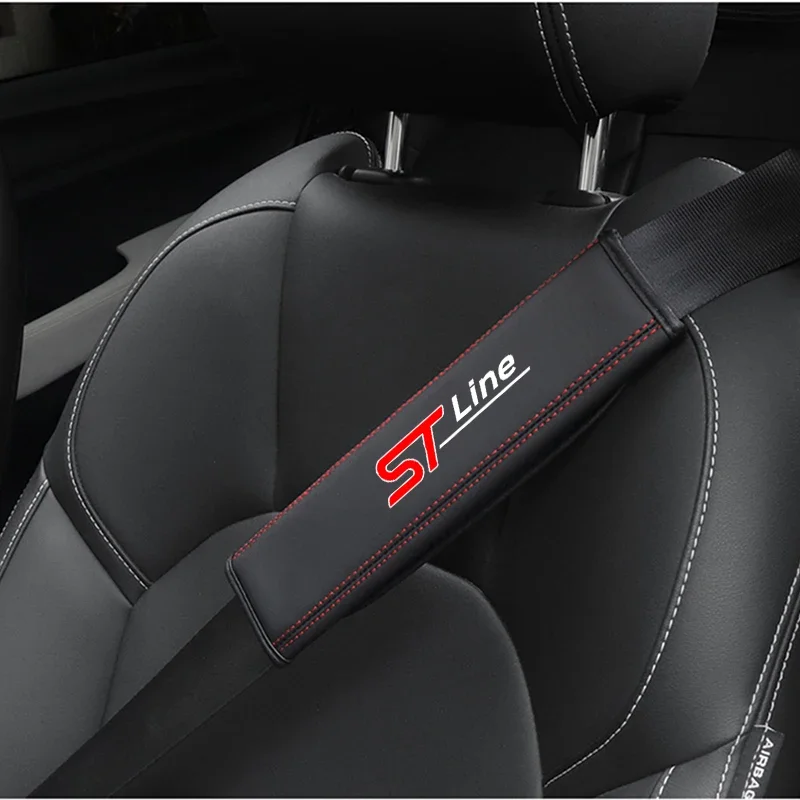 For Ford STLine ST 1pc Cowhide Car Interior Seat Belt Protector Cover For car Auto Accessories