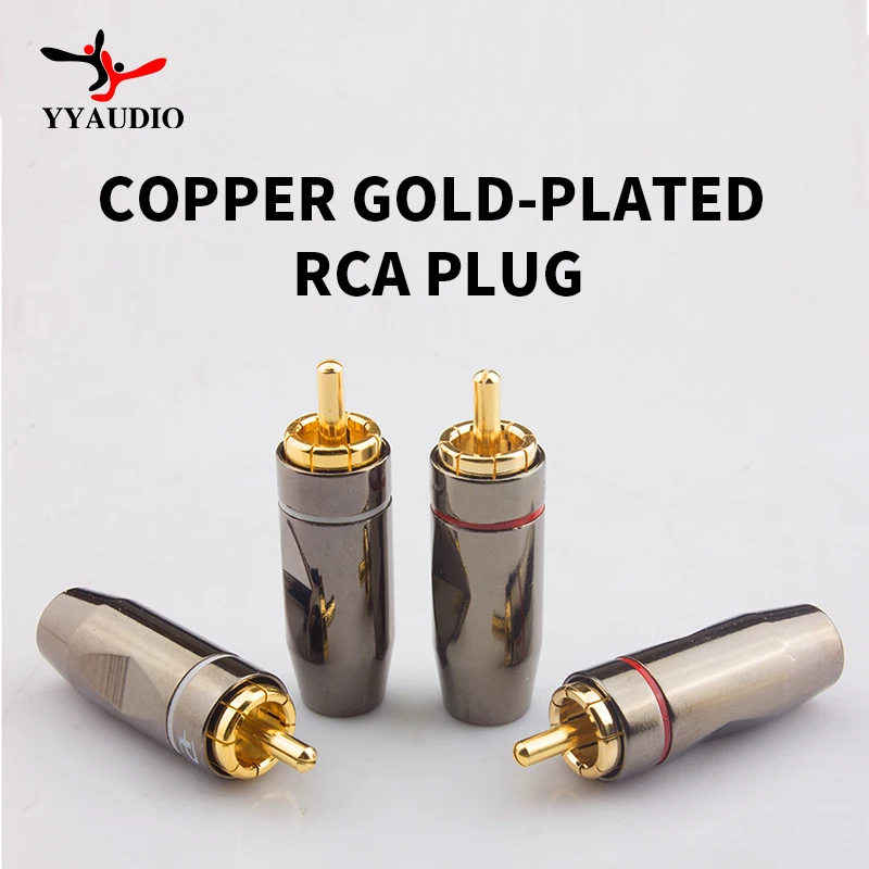 YYAUDIO Gold Plated RCA Plug Audio Cable Connector RCA Male Lockable Adjustable Audio Plug Speaker Connector For Video TV AV