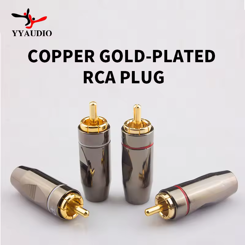 YYAUDIO Позолоченный разъём RCA Audio Cable Разъём RCA Мужской запирающийся регулируемый аудиоштекер Разъём для динамиков для видеоTV