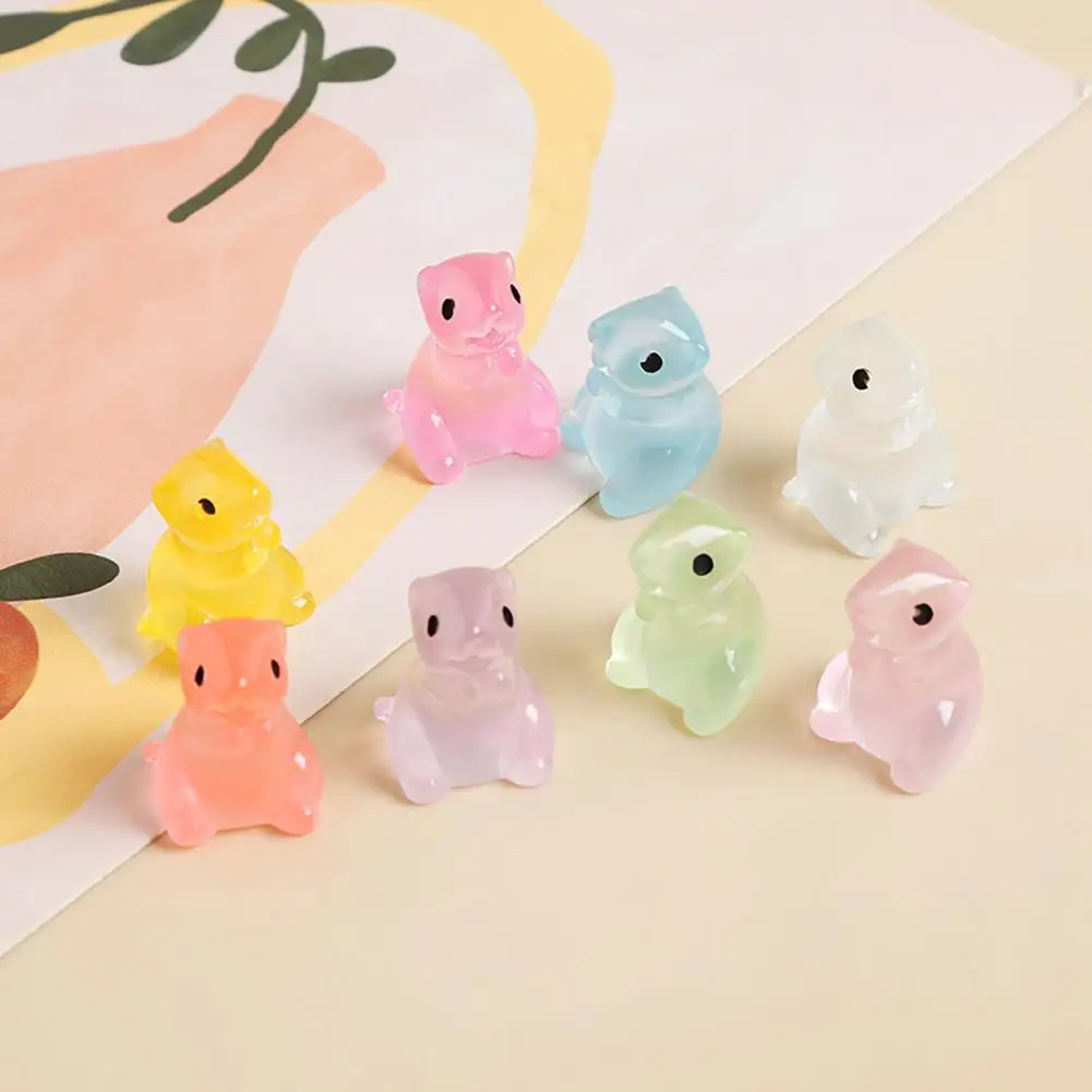 Resin Decorations Miniature Set Glow Dark Resin Miniature Figures for Garden Aquarium Decor Tiny Bear Rabbit Fish for Dollhouse