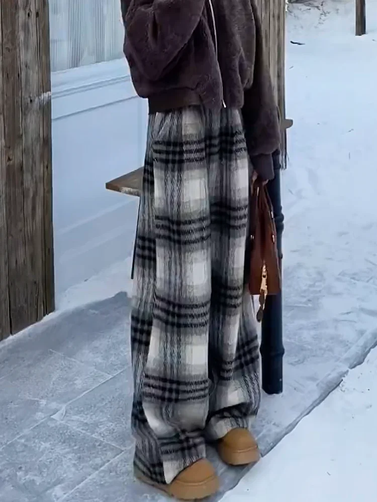 

Женские широкие брюки Thiened Fce, осенне-зимние, новые, в стиле ретро, свободные, с драпировкой, с высокой талией, прямые брюки-трубы