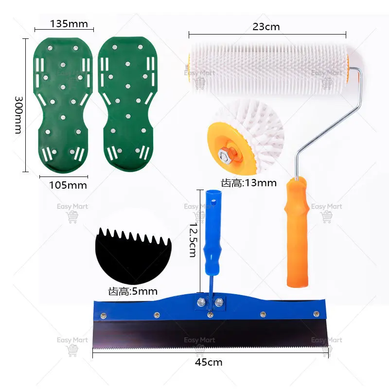 Floor Kit with Spike Shoes & Roller for Smooth Cement Coating