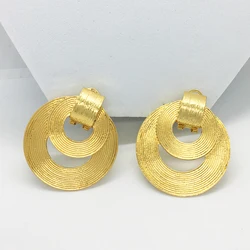 Clip Earrings For Women Circle Hoop Piercing Ear Round Copper Exquisite Gold Plated Jewelry Accessories Xmas Gifts