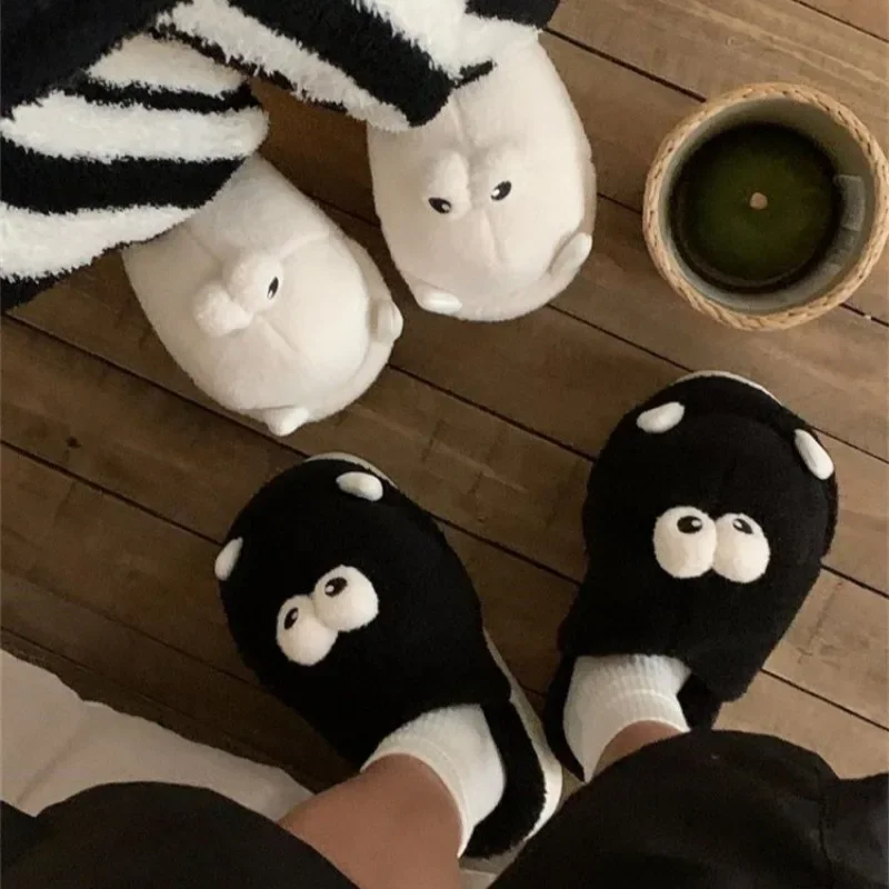 New couples winter fashion home comfort warm cotton slippers men and women casual fun small fish plush shoes