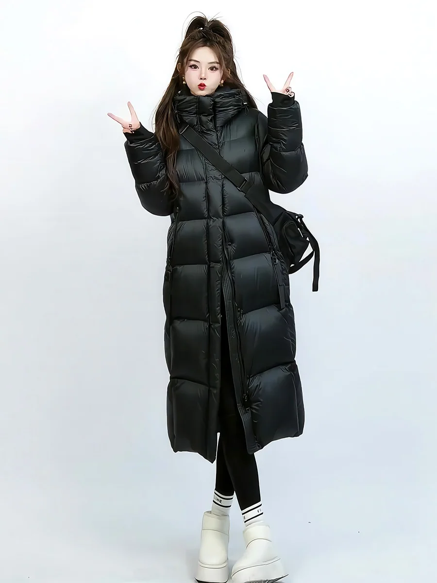 Ultra-Thi blanco Du down Puffer Jaet invierno 2025 nuevo abrigo largo por encima de la rodilla con capucha para mujer ropa informal Ci