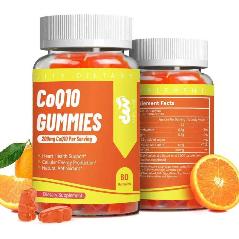 CoQ10 Gummies 200mg, Vegan Supplement for Energy Production, Non-GMO, Gluten Free-60pills