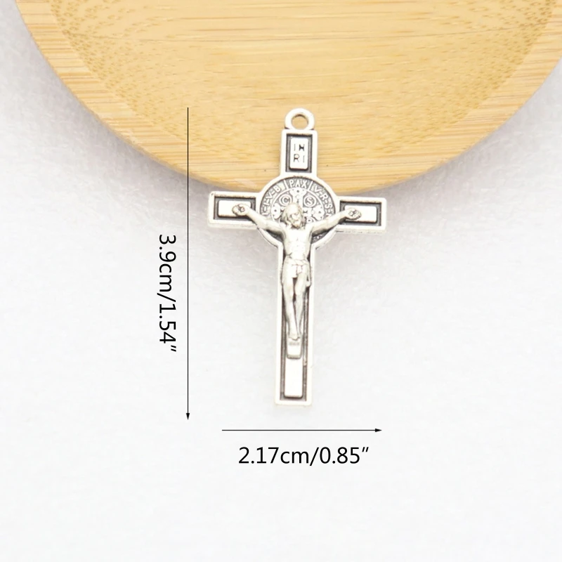 Metal Christian for Cross Jesus Pendant Catholic Charm Religious Ornament for DIY Rosary Necklace Car Keychain Decoratio B03E - Image 6