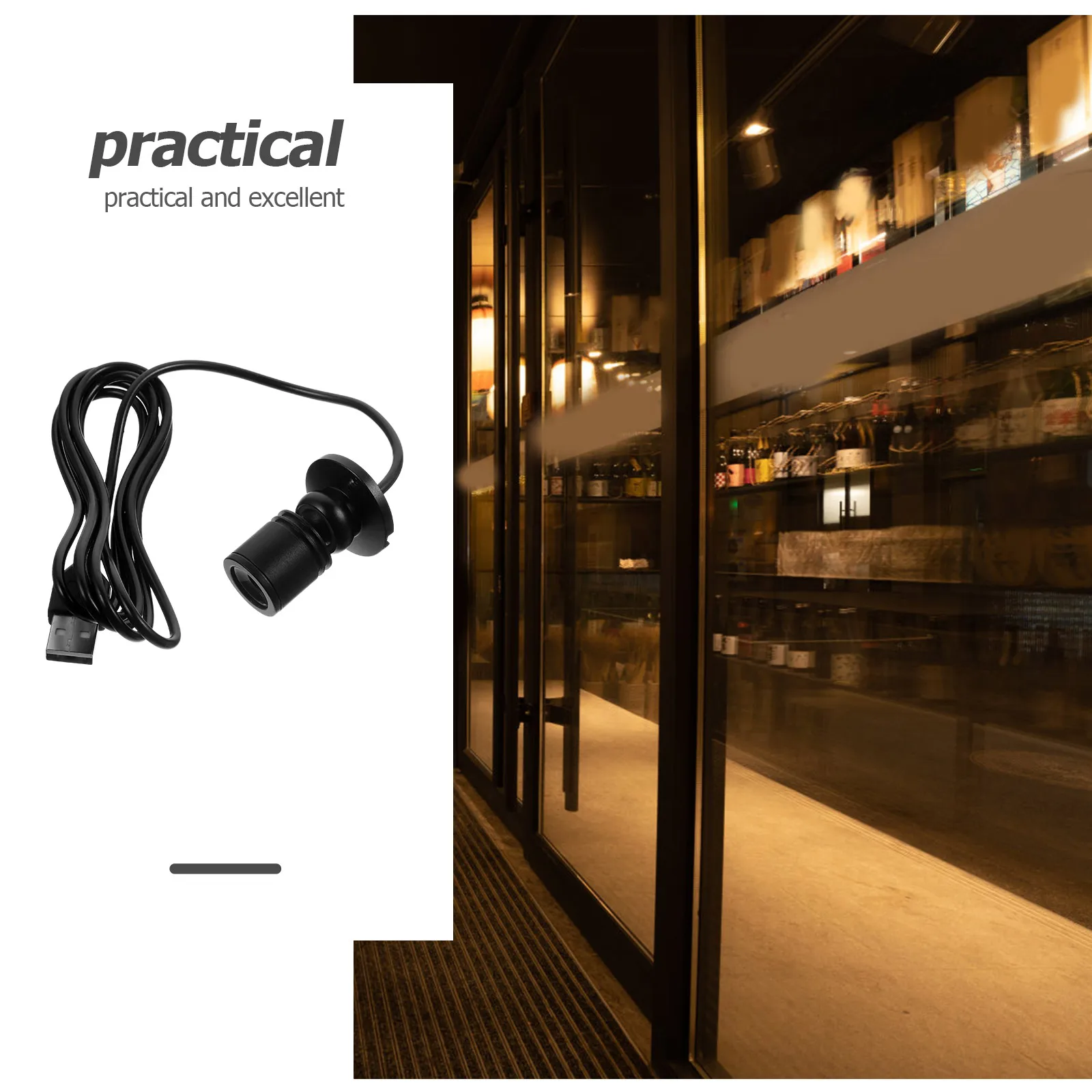 

LED Mini Spotlight 1W Black Plastic Metal Material 5V Interface Small Bright Light for Jewelry Closet Display Bedroom