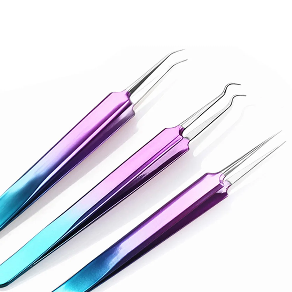 Dighealth 1Pcs Blackhead Tweezers Eyelash Extension Removal Acne Nipper Anti Acid Steel Curved Needle Tweezers Face Care Tools