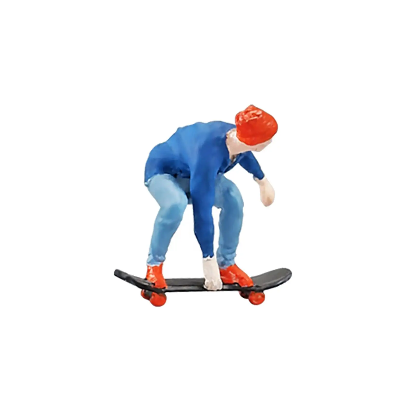 1/64 Miniature Figure Skateboard Boy Model Building Kits Doll Toy for Park Desktop Ornament Doll House Decoration Street S Gauge